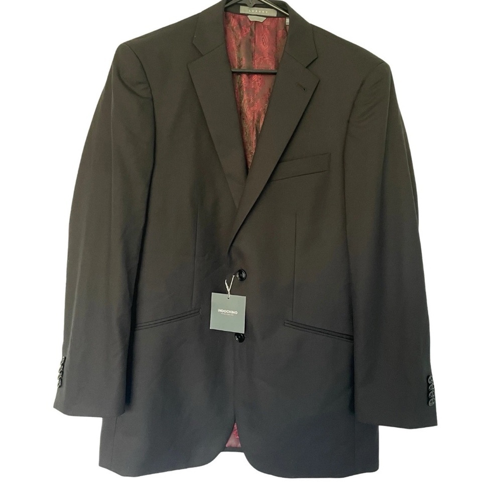 Indochino Luxury Men's NWT CUSTOM SIZE Suit Blazer 40R Black Red Wool Blend